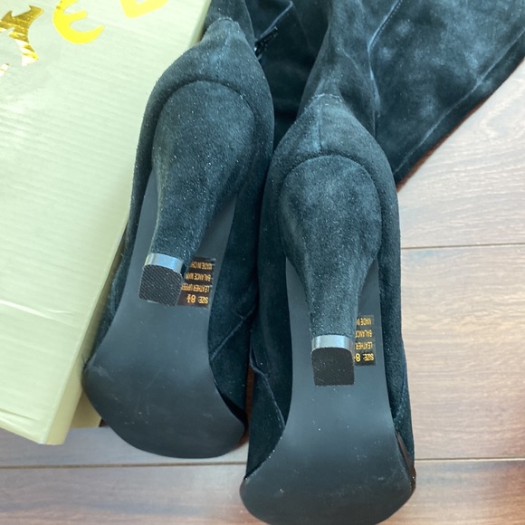 Restricted Over the Knee Black Suede Boots. 4”Heel Never Been Worn. 8.5 - Picture 3 of 4
